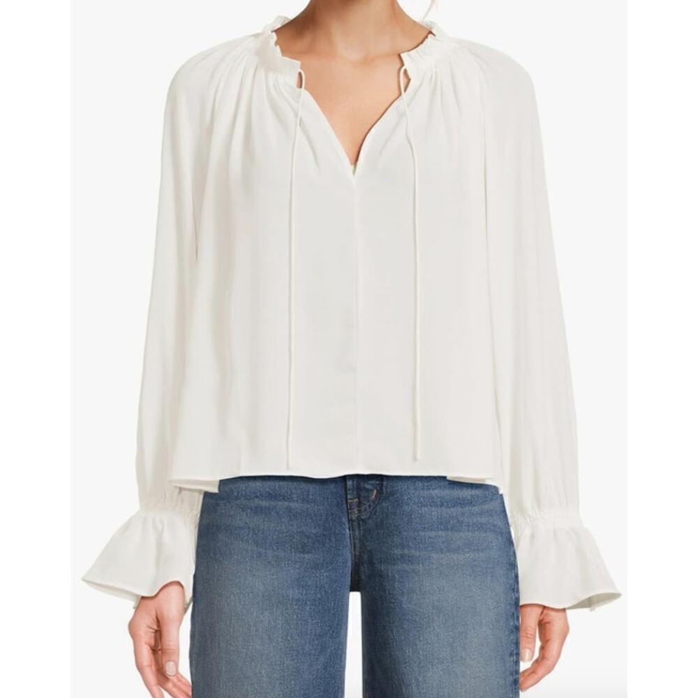 Madewell Nayla Top Boho Ruffle Long Sleeve White NWT S